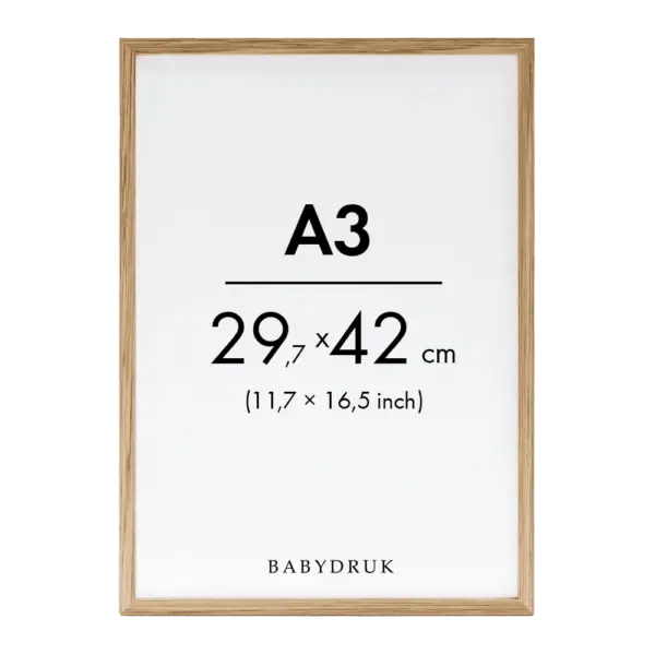 Birth poster frame oak a3