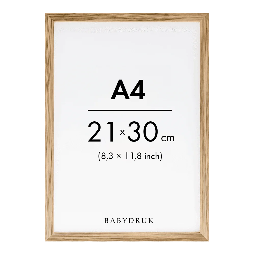 Birth poster frame oak a4