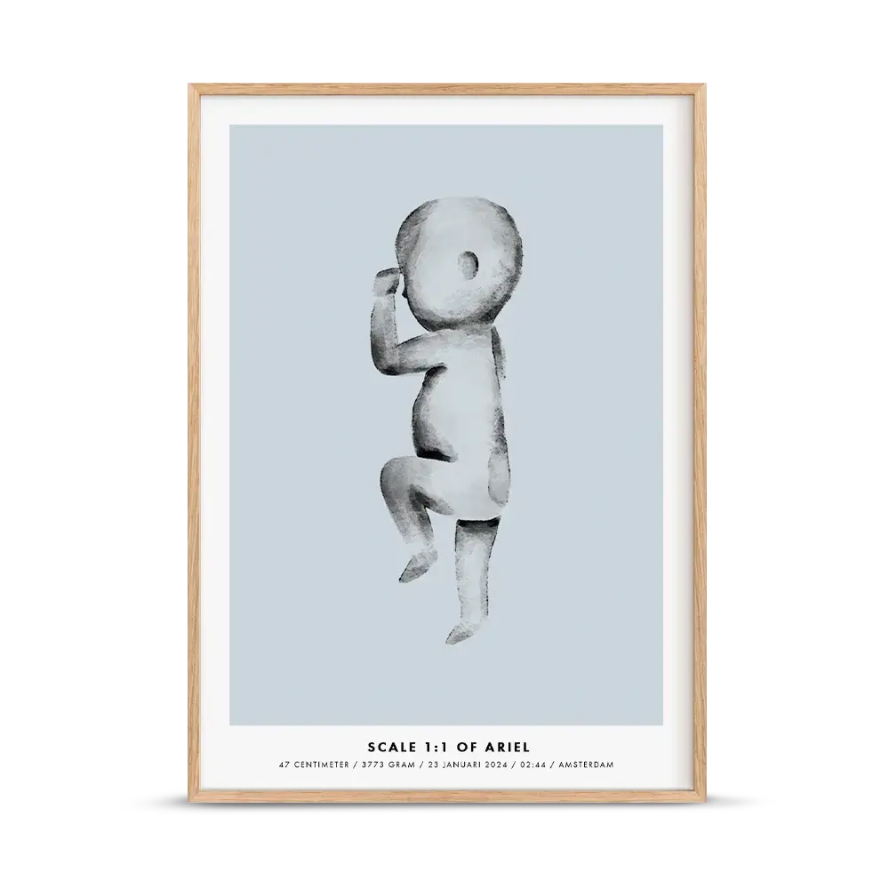 Birth poster aquarel blue Birth poster aquarel blue